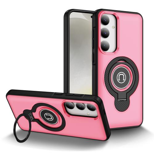 

For Samsung Galaxy S23+ 5G Ring Holder Magnetic Phone Case(Bright Pink)