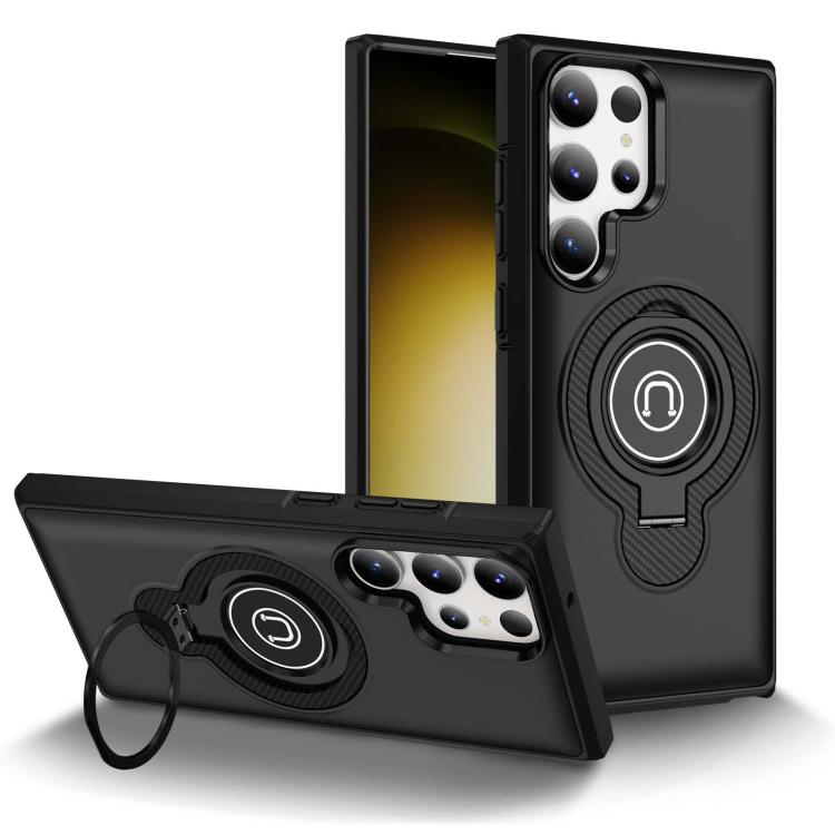 

For Samsung Galaxy S23 Ultra 5G Ring Holder Magnetic Phone Case(Black)