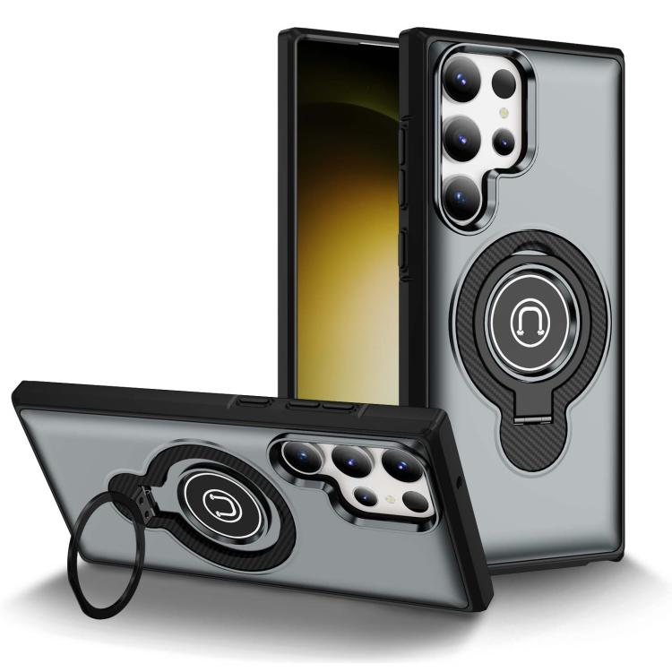 

For Samsung Galaxy S23 Ultra 5G Ring Holder Magnetic Phone Case(Grey)