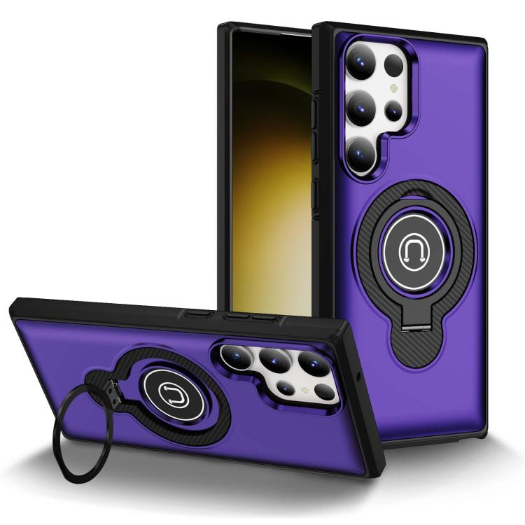 

For Samsung Galaxy S23 Ultra 5G Ring Holder Magnetic Phone Case(Purple)