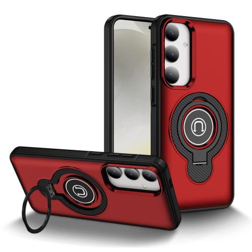 

For Samsung Galaxy S24 5G Ring Holder Magnetic Phone Case(Red)