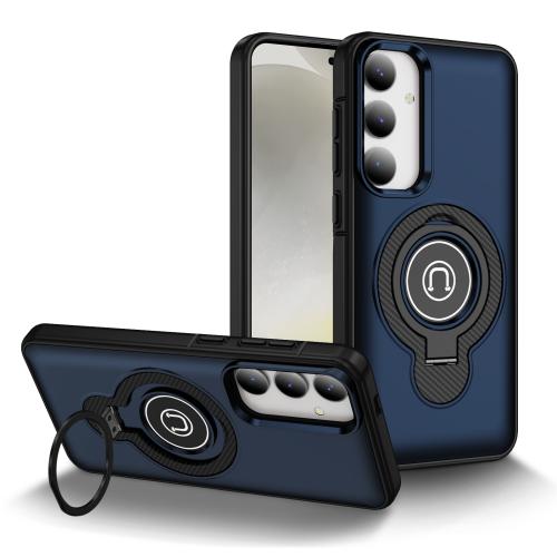 

For Samsung Galaxy S24 5G Ring Holder Magnetic Phone Case(Blue)