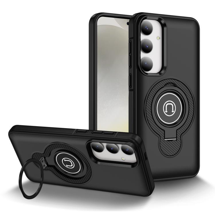 

For Samsung Galaxy S24+ 5G Ring Holder Magnetic Phone Case(Black)