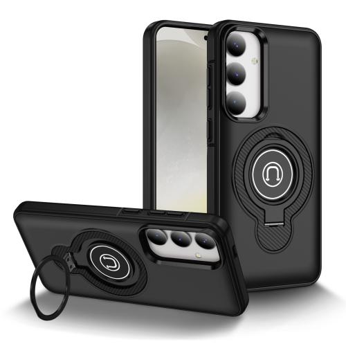 

For Samsung Galaxy S25 5G Ring Holder Magnetic Phone Case(Black)