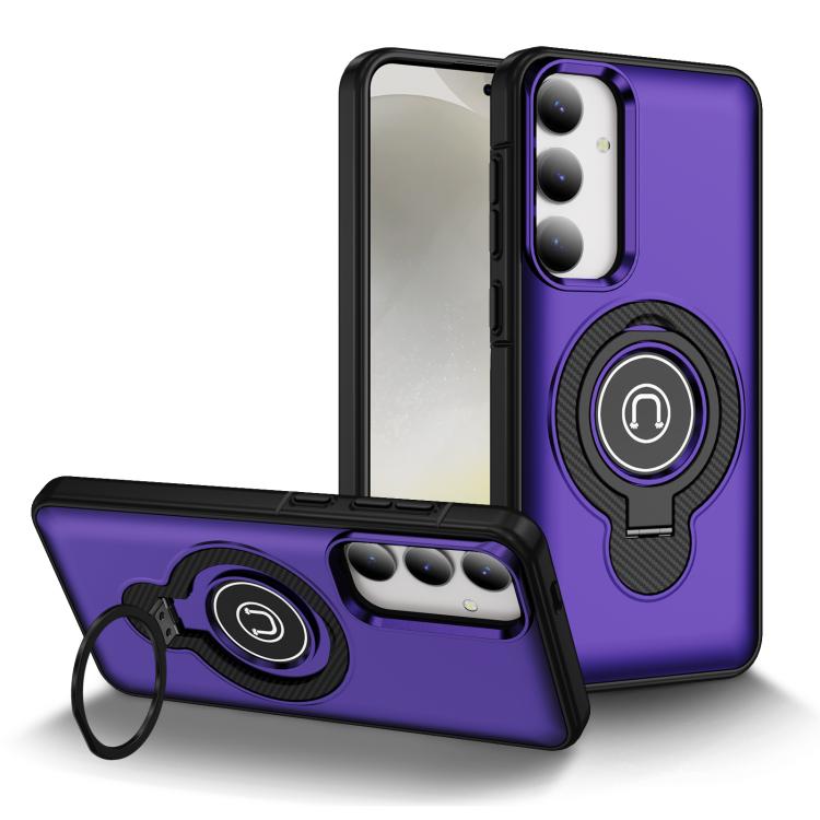 

For Samsung Galaxy S25 5G Ring Holder Magnetic Phone Case(Purple)