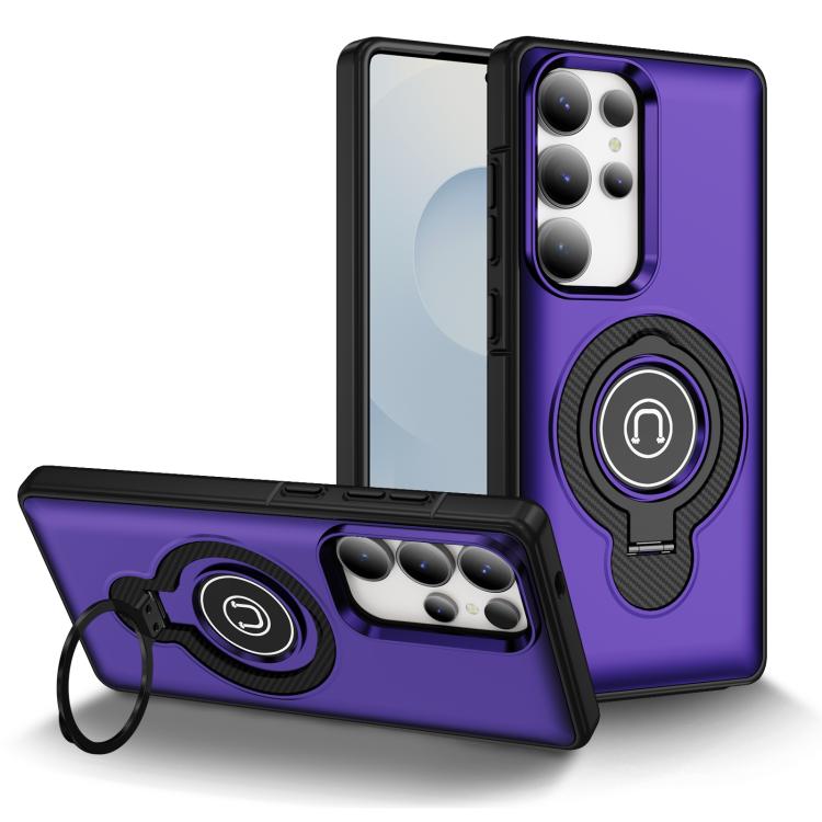 

For Samsung Galaxy S25 Ultra 5G Ring Holder Magnetic Phone Case(Purple)