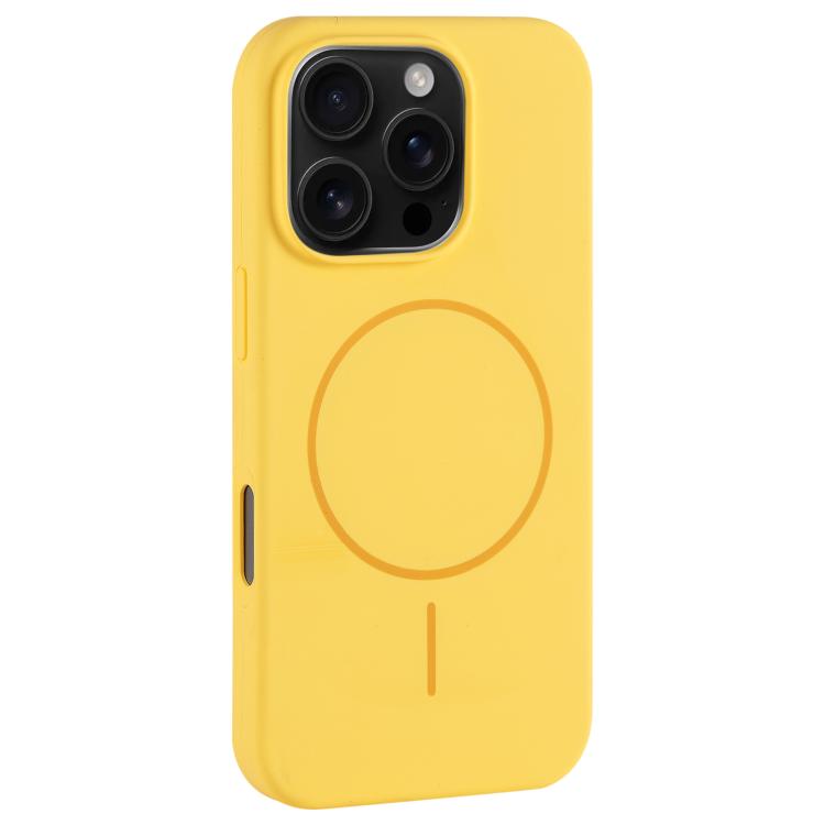 For iPhone 16 Pro Max Large Hole Camera MagSafe Liquid Silicone Full Coverage Phone Case(Creamy)