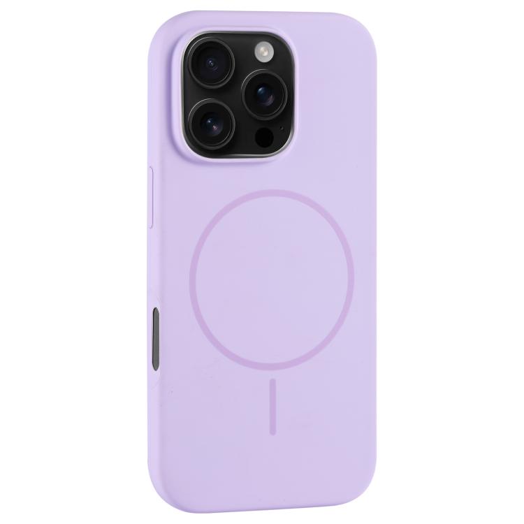 

For iPhone 16 Pro Large Hole Camera MagSafe Liquid Silicone Full Coverage Phone Case(Purple)