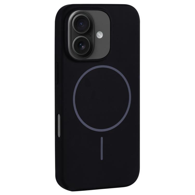 

For iPhone 16 Large Hole Camera MagSafe Liquid Silicone Full Coverage Phone Case(Black)