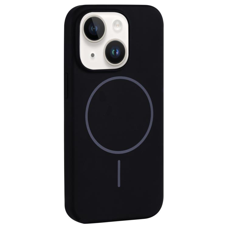 

For iPhone 14 Large Hole Camera MagSafe Liquid Silicone Full Coverage Phone Case(Black)