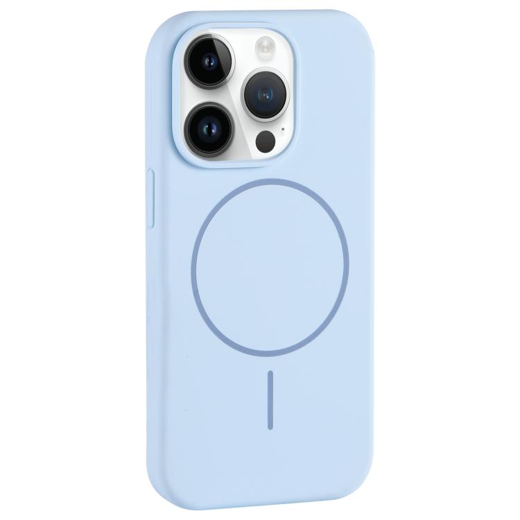 For iPhone 13 Pro Max Large Hole Camera MagSafe Liquid Silicone Full Coverage Phone Case(Blue)