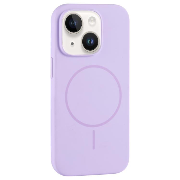 

For iPhone 13 Large Hole Camera MagSafe Liquid Silicone Full Coverage Phone Case(Purple)