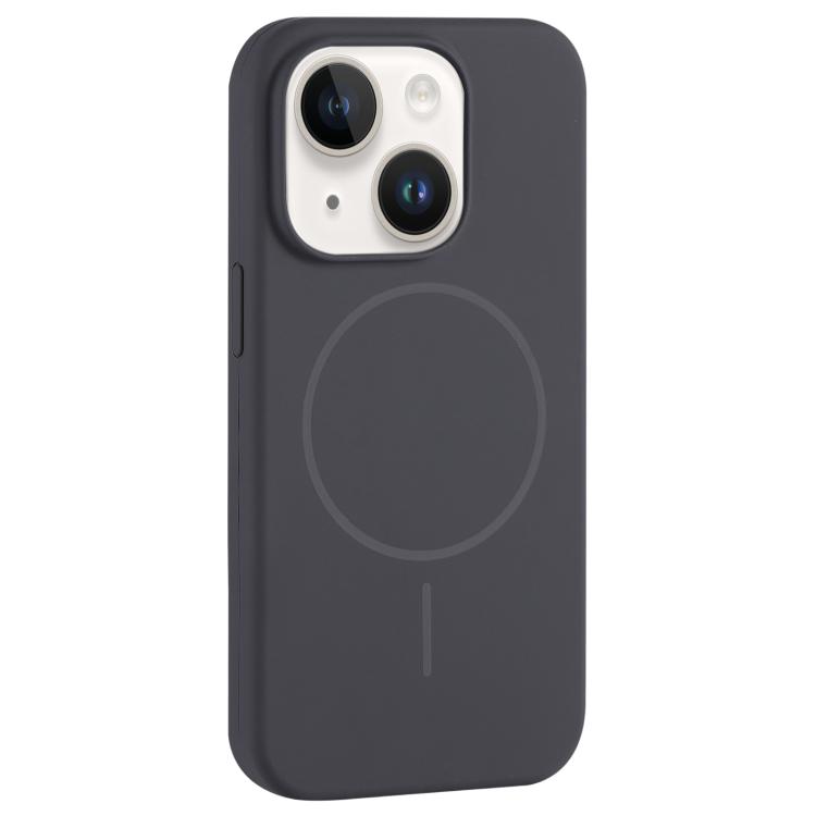 For iPhone 13 Large Hole Camera MagSafe Liquid Silicone Full Coverage Phone Case(Carbon Gray Black)