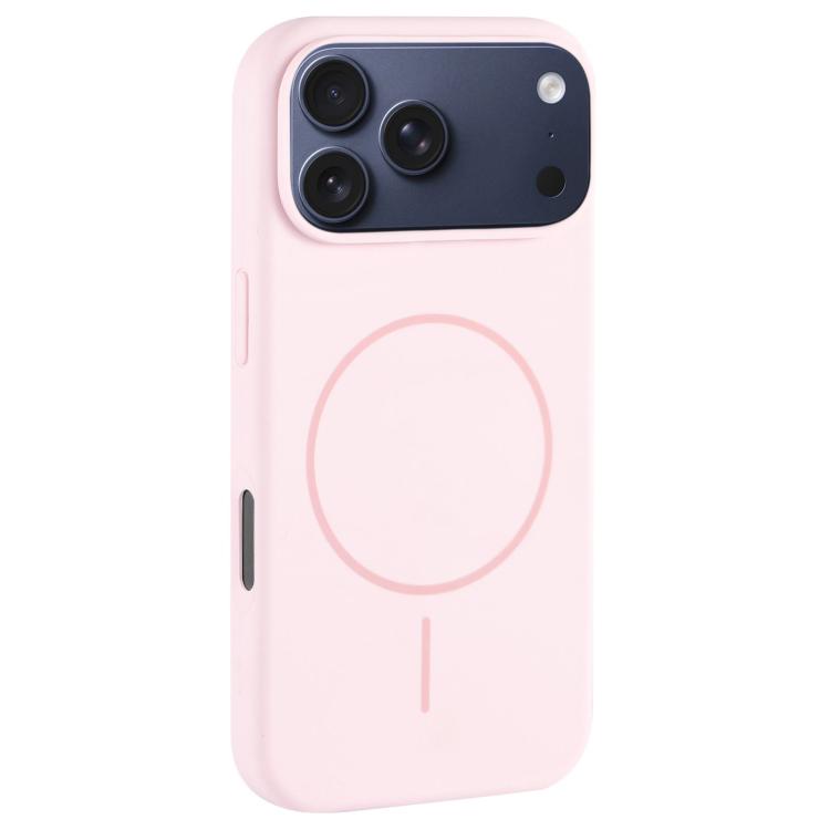For iPhone 17 Pro Large Hole Camera MagSafe Liquid Silicone Full Coverage Phone Case(Pink White)