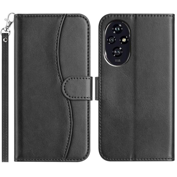 

For Honor 200 5G Dual-Folded S-shape Leather Phone Case(Black)