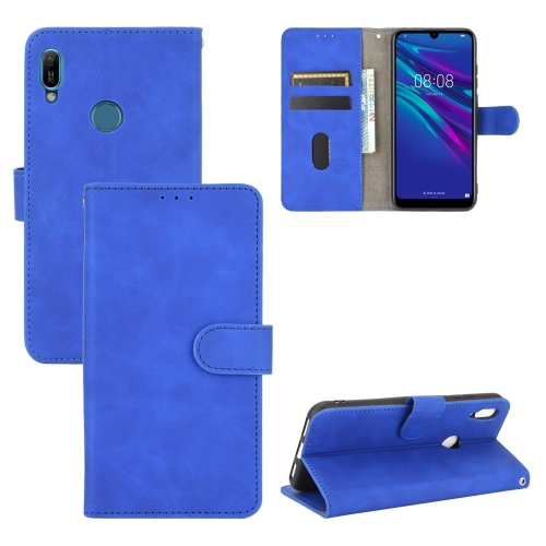 

For Huawei Y6 (2019) / Honor Y6s Solid Color Skin Feel Magnetic Buckle Horizontal Flip Calf Texture PU Leather Case with Holder & Card Slots & Wallet(Blue)