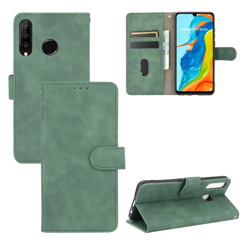 

For Huawei P30 Lite / nova 4e Solid Color Skin Feel Magnetic Buckle Horizontal Flip Calf Texture PU Leather Case with Holder & Card Slots & Wallet(Green)