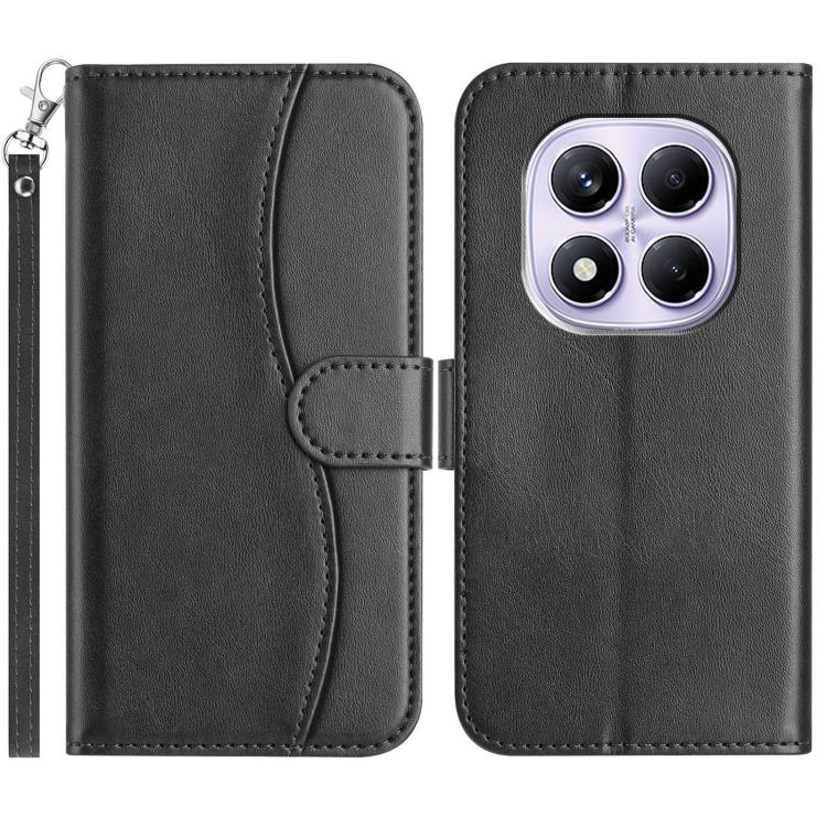 

For Redmi Note 14 Pro 4G Dual-Folded S-shape Leather Phone Case(Black)