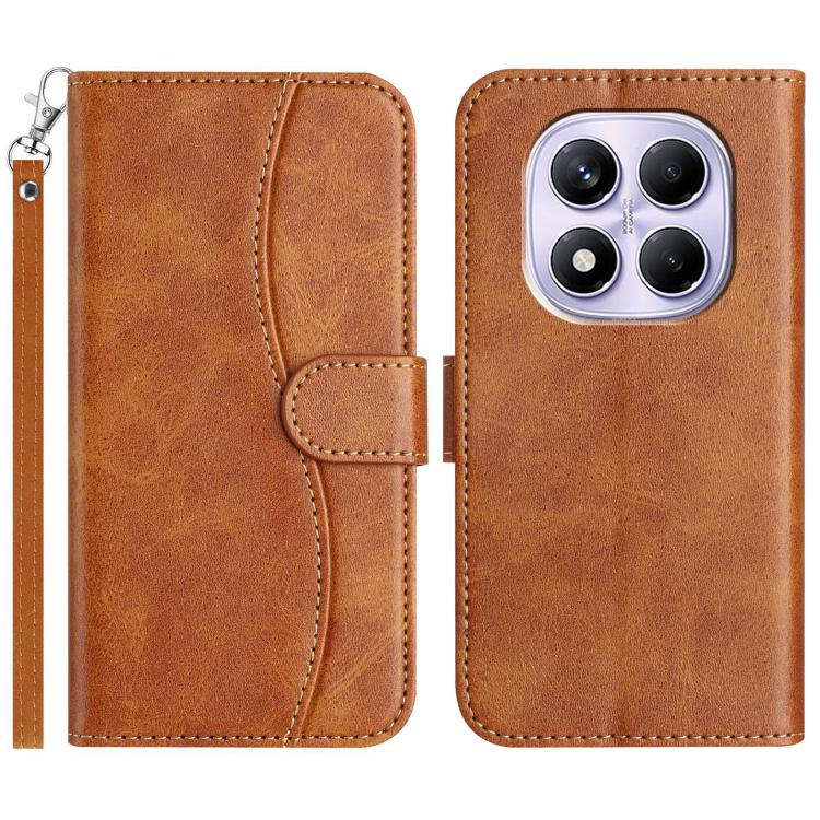 

For Redmi Note 14 Pro 4G Dual-Folded S-shape Leather Phone Case(Brown)