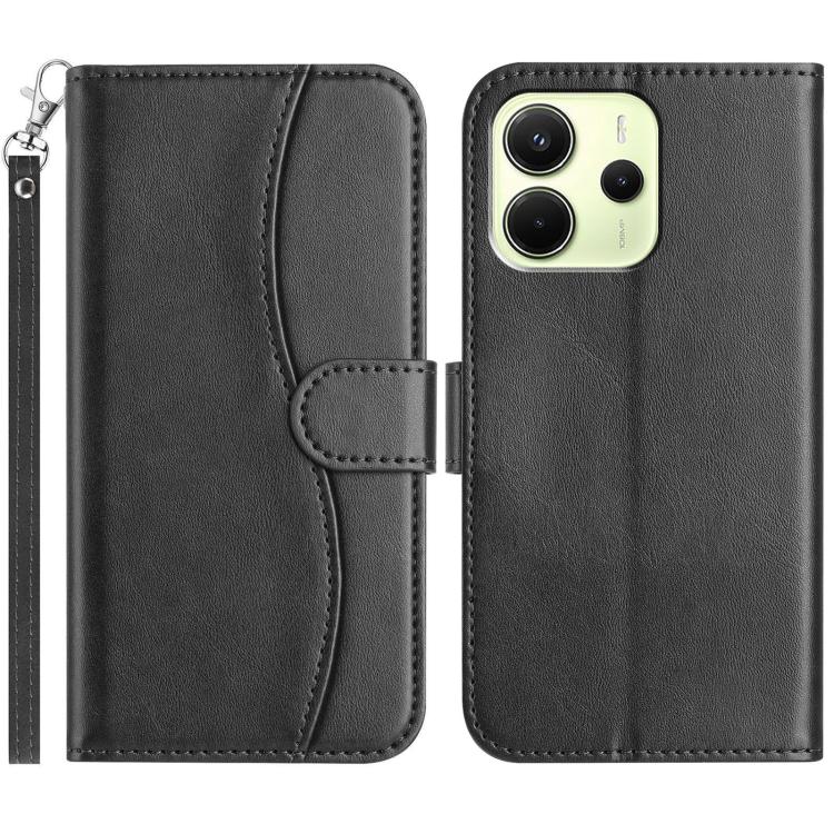 

For Redmi Note 14 5G Dual-Folded S-shape Leather Phone Case(Black)