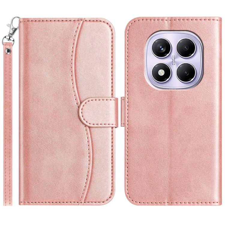 

For Redmi Note 14 Pro 5G Dual-Folded S-shape Leather Phone Case(Rose Gold)