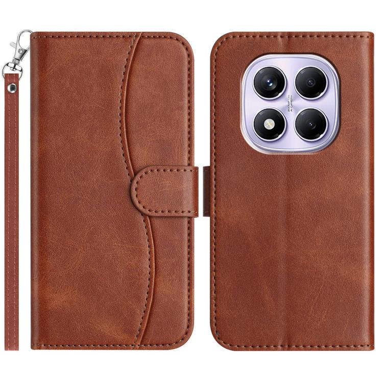 

For Redmi Note 14 Pro 5G Dual-Folded S-shape Leather Phone Case(Coffee)