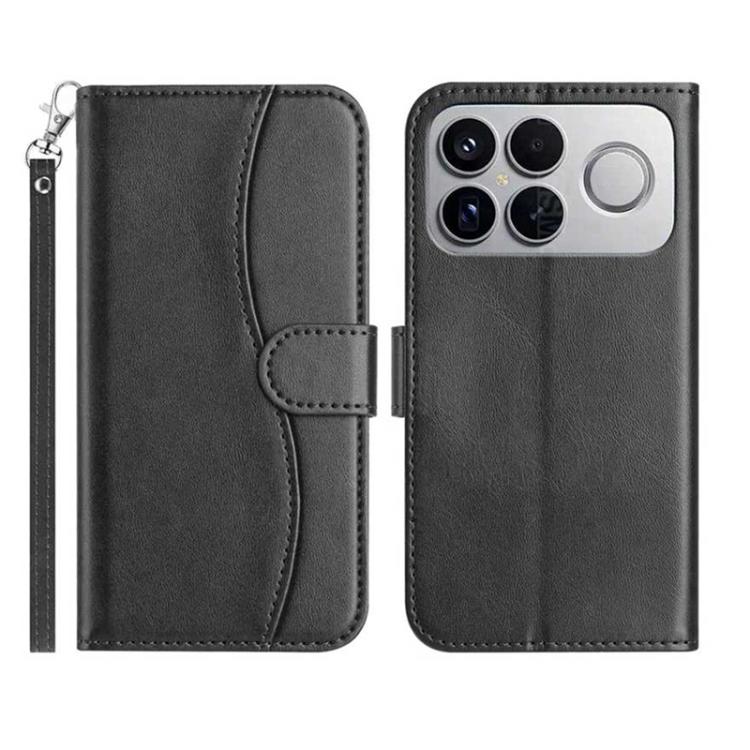

For Redmi K90 / Poco F8 Pro Dual-Folded S-shape Leather Phone Case(Black)