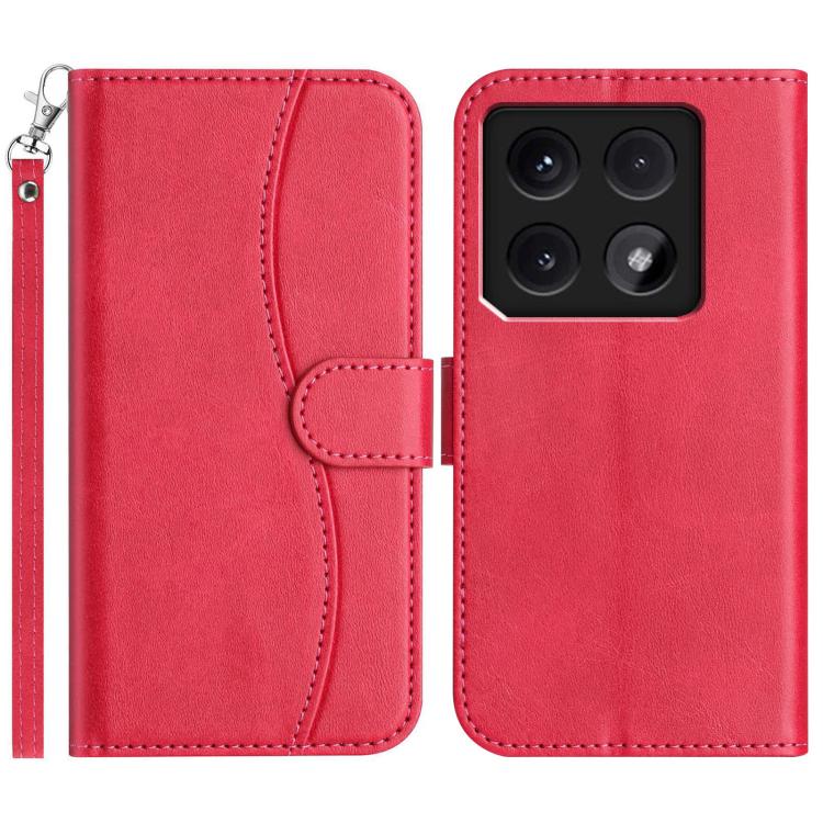 

For Xiaomi 14T Dual-Folded S-shape Leather Phone Case(Rose Red)
