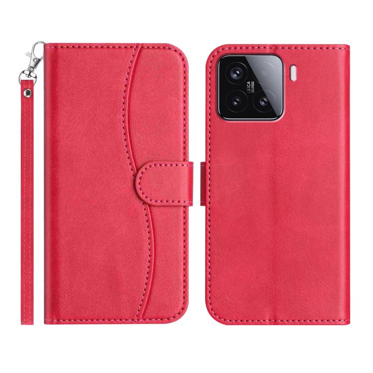 

For Xiaomi 15T Pro 5G Dual-Folded S-shape Leather Phone Case(Rose Red)