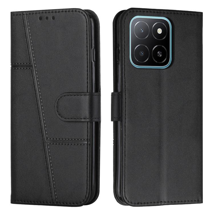 

For Honor X6c 4G Stitching Calf Texture Buckle Leather Phone Case(Black)