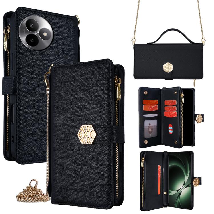

For Redmi K80 Ultra Crossbody Handle Cross Texture Leather Phone Case(Black)