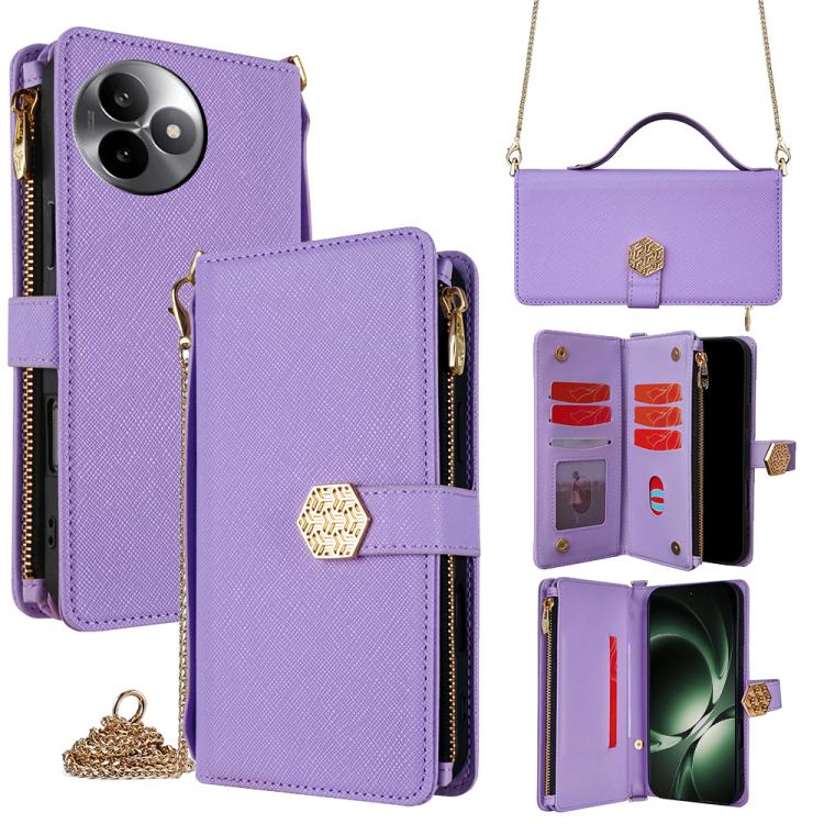 

For Redmi K80 Ultra Crossbody Handle Cross Texture Leather Phone Case(Purple)