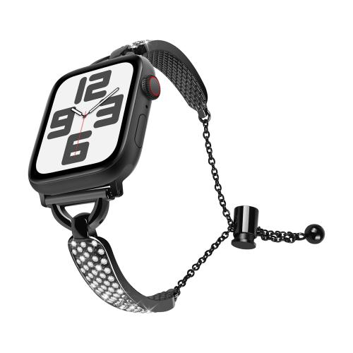 

For Apple Watch 46mm / 49mm / 45mm / 44mm Kalebol Stone Curved Zinc Alloy Strap(Black)