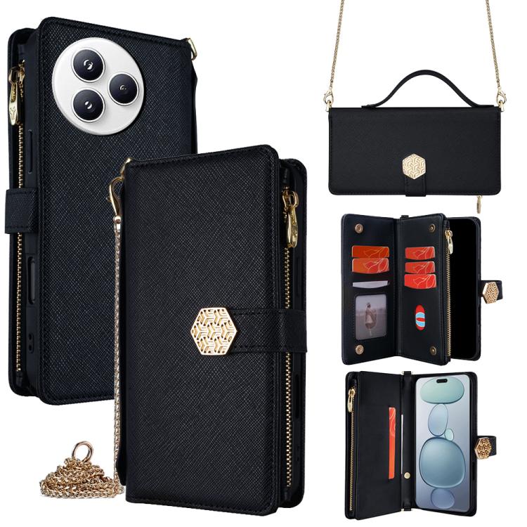 

For Xiaomi Civi 5 Pro 5G Crossbody Handle Cross Texture Leather Phone Case(Black)