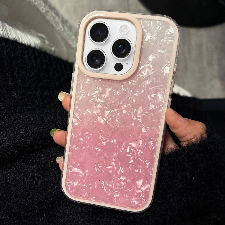

For iPhone 16 Pro PC Lens Ring Gradient Shell Texture 3 in 1 Phone Case(Pink)