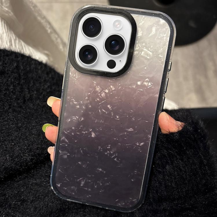 

For iPhone 16 Pro PC Lens Ring Gradient Shell Texture 3 in 1 Phone Case(Black)