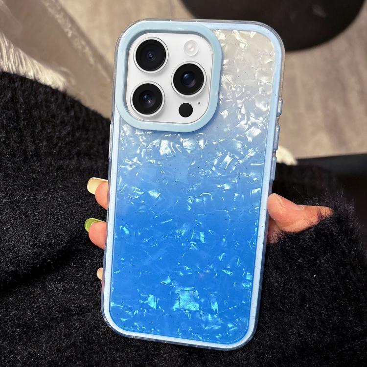

For iPhone 16 Pro PC Lens Ring Gradient Shell Texture 3 in 1 Phone Case(Blue)