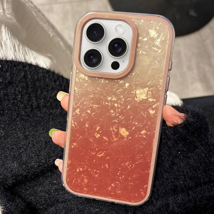 

For iPhone 15 Pro Max PC Lens Ring Gradient Shell Texture 3 in 1 Phone Case(Orange)