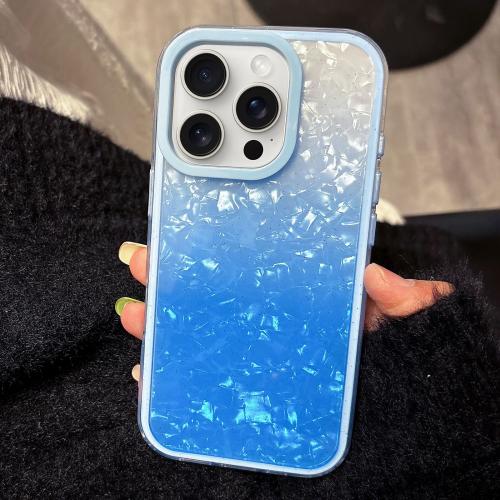 

For iPhone 15 Pro PC Lens Ring Gradient Shell Texture 3 in 1 Phone Case(Blue)