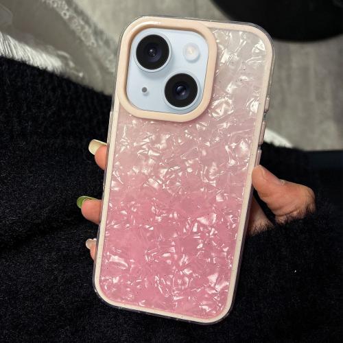 

For iPhone 14 Plus PC Lens Ring Gradient Shell Texture 3 in 1 Phone Case(Pink)