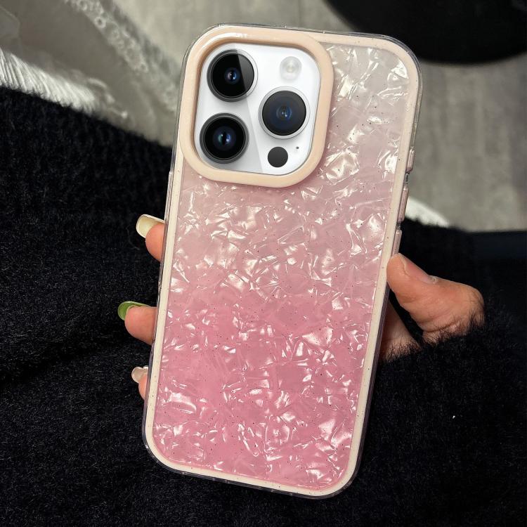 

For iPhone 14 Pro PC Lens Ring Gradient Shell Texture 3 in 1 Phone Case(Pink)