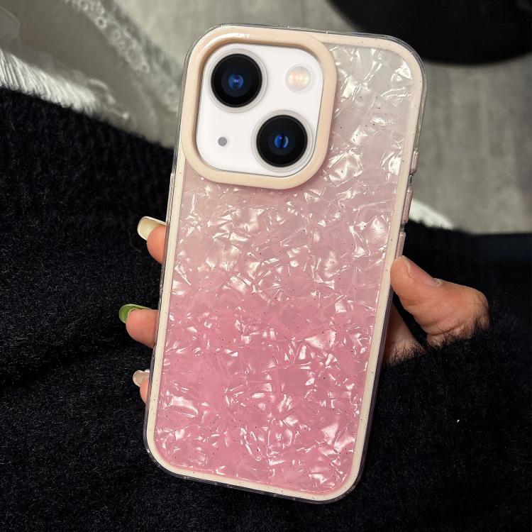 

For iPhone 13 PC Lens Ring Gradient Shell Texture 3 in 1 Phone Case(Pink)