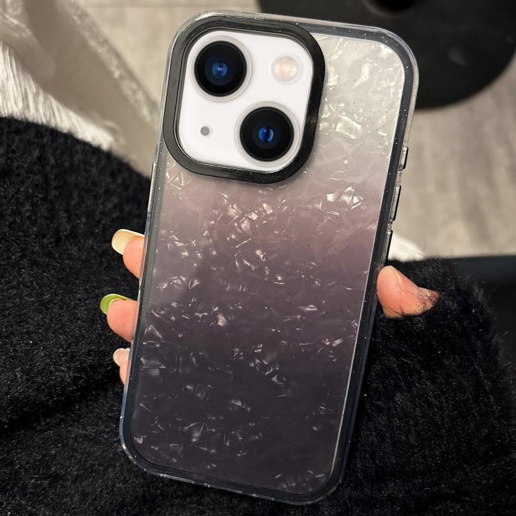 

For iPhone 13 PC Lens Ring Gradient Shell Texture 3 in 1 Phone Case(Black)