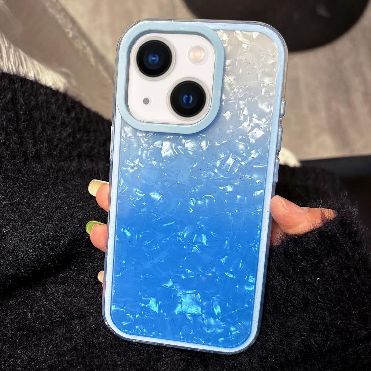 

For iPhone 13 PC Lens Ring Gradient Shell Texture 3 in 1 Phone Case(Blue)