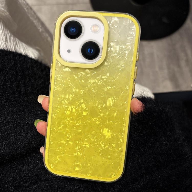 

For iPhone 13 PC Lens Ring Gradient Shell Texture 3 in 1 Phone Case(Yellow)