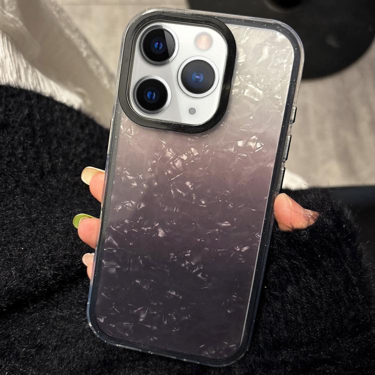 

For iPhone 11 Pro Max PC Lens Ring Gradient Shell Texture 3 in 1 Phone Case(Black)