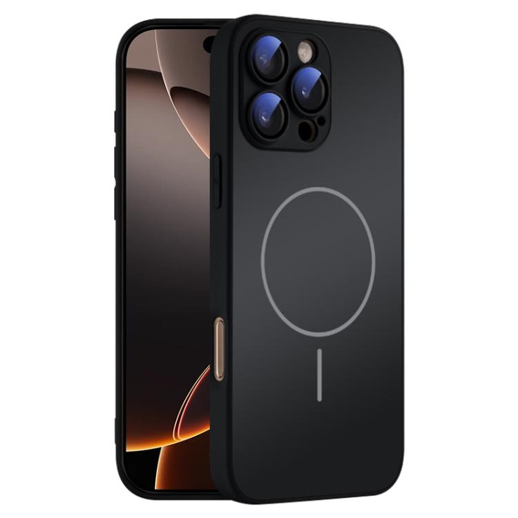 

For iPhone 16 Pro Thin Circle MagSafe Skin-feel AG Glass Phone Case(Black)