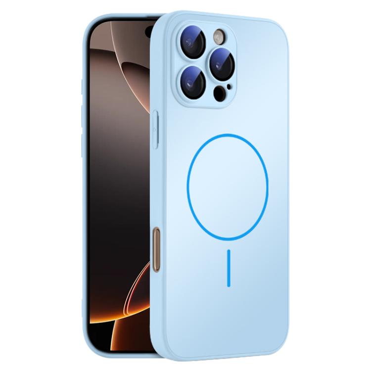 

For iPhone 16 Pro Thin Circle MagSafe Skin-feel AG Glass Phone Case(Sky Blue)
