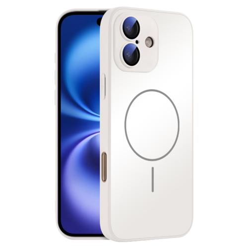 

For iPhone 16 Plus Thin Circle MagSafe Skin-feel AG Glass Phone Case(White)