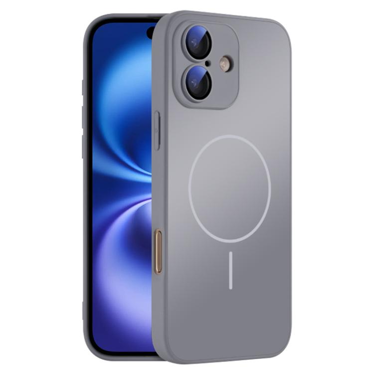 

For iPhone 16 Plus Thin Circle MagSafe Skin-feel AG Glass Phone Case(Titanium Gray)